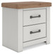 Savonport - Two Drawer Night Stand - White / Brown