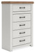 Savonport - Five Drawer Chest - White / Brown