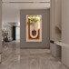 Adjustable 3 Color LED Sandstone Wall Decor With Simulated Plants, Vase & Rabbit Statue - Light Coffee