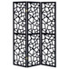 3 Panel Folding Screen With Mosaic Cutout Design - Black