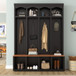 Entryway Hall Tree With Bench, 4 Hooks & Open Storage Space
