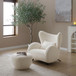 Wingback Armchair & Ottoman Combo For Living Room - White