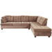 Truffle Waffle Suede Sectional Sofa With Tufted Cushions And Accent Pillows, Reversible Chaise - Neutral