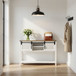 Entryway Table With Sliding Barn Door Storage - White / Oak