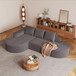 Modern Curved Sofa, L-Shaped Modular Sectional Set With 3 Pillows