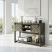Farmhouse Entryway Table With Sliding Barn Door