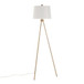 Tripod - Metal Floor Lamp - Gold Metal, White Linen