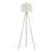 Tripod - Metal Floor Lamp - Gold Metal, White Linen