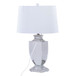 Elsa - Crystal Table Lamp - Clear Crystal, Chrome Metal, Off - white Silk