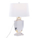 Elsa - Crystal Table Lamp - Clear Crystal, Chrome Metal, Off - white Silk