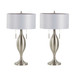Anabelle - Metal Table Lamp (Set of 2) - Brushed Nickel, Light Silver Fabric