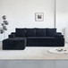 L - Shaped Sectional Sofa With Side Pockets, Wireless Charging, USB Ports, Cup Holder, Bluetooth Speaker, Reversible Lounge Chaise - Black
