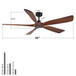 Ceiling Fan With Light And Remote Control, Noiseless, 6 Speeds Reversible, Quiet DC - Matte Black