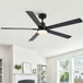 Ceiling Fan With Lights And Remot With Quiet DC Motor, 6 Speeds, Reversible Blades - Black