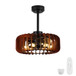 Ceiling Fan, Fandelier With 6 E12 Sockets, Reversible DC Motor, 6 Speeds, Remote Control, Adjustable Hanging - Black / Brown