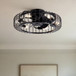 Flush Mount Ceiling Fan With Lights, Low Profile Fandelier With E12 Sockets, Reversible DC Motor, 6 Speeds - Black