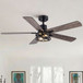 Ceiling Fan With Light, Dual‑Sided Matte Black & Wood Grain Blades - Black