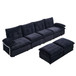 Upholstery Modular Sectional Sofa , 4 Seater With 2 Ottomans For Living Room - Black