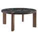 Estella - Round Dining Table With Natural Marble Top - Black Top & Walnut