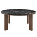 Estella - Round Dining Table With Natural Marble Top - Black Top & Walnut