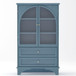 Glass Door Display Case With 2 Drawers And Adjustable Shelf