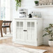 Sideboard Cabinet With Mirrored Doors, Adjustable Shelf, Metal Handles