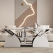 Geometric Engineered Coffee Table With Rounded Corners With Open Shelves