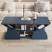 Geometric Engineered Coffee Table With Rounded Corners With Open Shelves