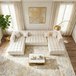 Jayla Ivory Velvet Double Chaise 141" Sectional