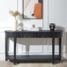 Carved Console Table With Storage Shelf For Living Room - Black