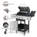 3 Burner Propane Gas Bbq Grill With Side Burner, 37230Btu Output With Enameed Cast Iron Cooking Grids For Outdoor Barbecue, Stainless Steel - Black / Silver