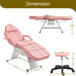 Massage Salon Tattoo Chair With Two Trays Esthetician Bed With Hydraulic Stool, Multi-Purpose 3-Section Facial Bed Table, Adjustable Beauty Barber Spa Beauty Equipment