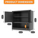 Wall-Mounted Storage Cabinet With Locking Door, 1 Shelf And Open Drawer - Black