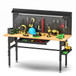 Adjustable Height Workbench, Includes Drawers, Power Outlet, LED Light, Wheels Or Leveling Feet - Black