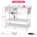 Large Heat Press Table With Charging Station, Movable Workbench For Diy Sublimation - White