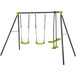Xns008 Interesting Triple Children Metal Safe Swing Set 440Lbs For Outdoor Playground Three Seat Swing For Age 3+ - Green / Black