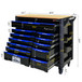 12 Layer Drawer Multi Purpose Tool Cart With Wheels And Wooden Countertops - Black / Blue