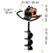 Vevor Gas Post Hole Digger 52Cc 1450W With 8 Drill Bits & Extension Rod Aluminium Alloy - Black