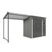 Lean To Shed With Open Sided Pergola, Outdoor Storage Shed & Attached Hardtop Gazebo Combo - Gray