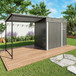 Lean To Shed With Open Sided Pergola, Outdoor Storage Shed & Attached Hardtop Gazebo Combo - Gray