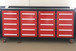 Garage Storage Cabinets With Workbench (With 20 Drawers) - Red