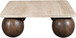 Strata - Travertine And Mango Wood Coffee Table - Brown / Beige