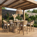 Seacrest - Tempered Glass Top And Wicker Outdoor Patio Bar Height Table