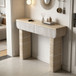 Entryway Table With 2 Hidden Handle Drawers For Entrance - Beige / Yellow