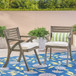 Helen - Outdoor Acacia Wood Dining Chair (Set of 2) - Gray / Creme