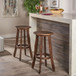 Primrose - Outdoor Acacia Wood Barstools With Foot Rest, (Set of 2) - Dark Brown