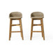 Beeson - Outdoor Wicker And Acacia Wood Barstools Set, Water Resistant - Brown