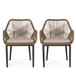 Modern Wicker Dining Club Chair With Water Resistant Cushions - Brown / Beige