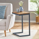 C Shaped End Table With Iron Base And Fir Wood To