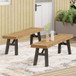 Outdoor Bench With Slat Panel Design And Acacia Wood Frame